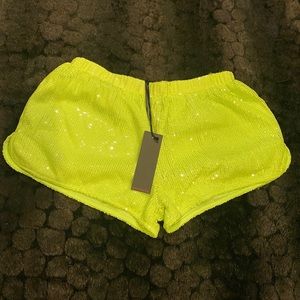 Neon Green Sequined Shorts- S